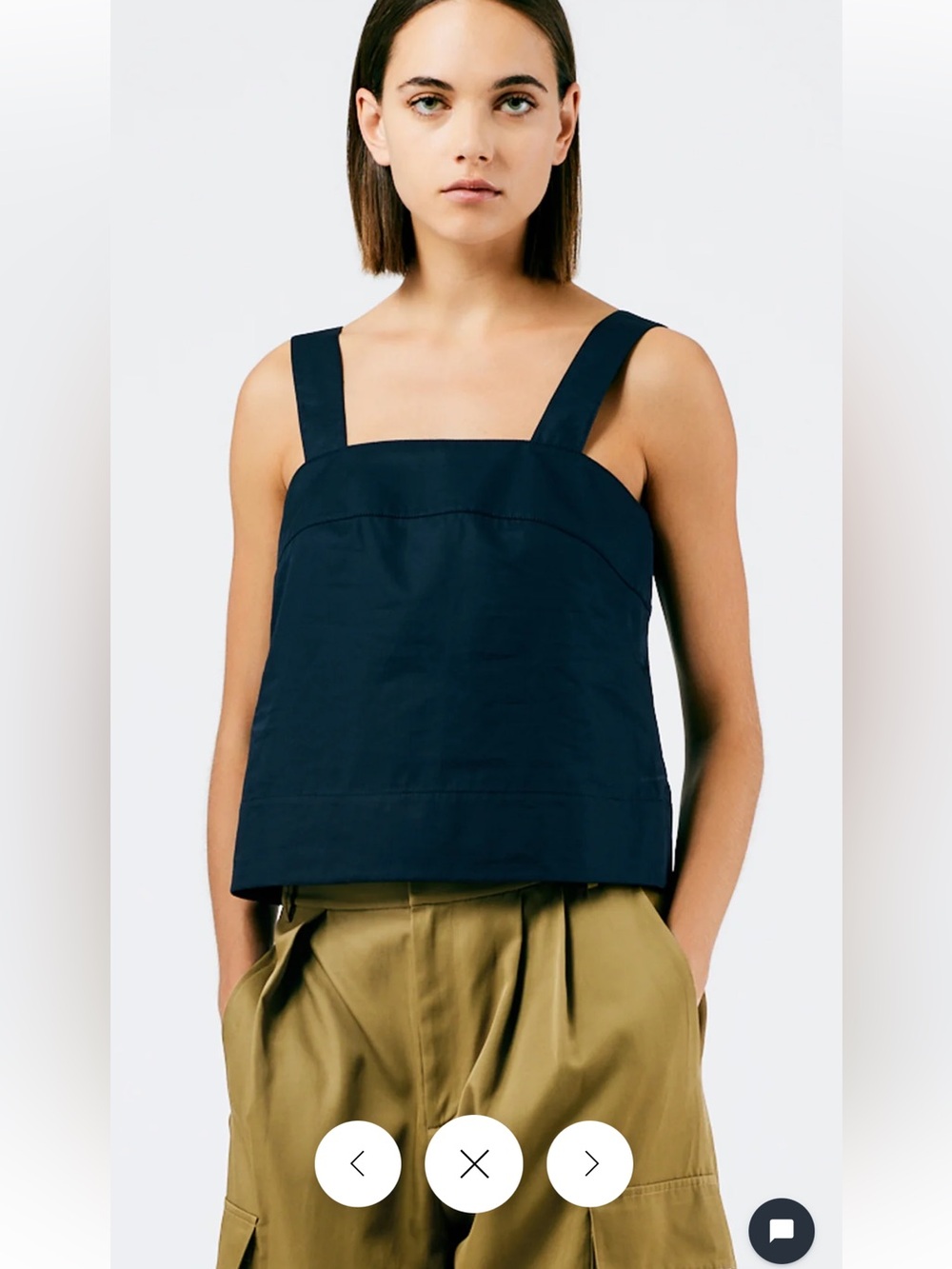 Tibi Navy Square-Neck Wide-Strap Tank